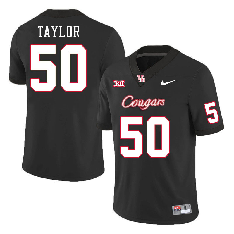 Men #50 Zion Taylor Houston Cougars College Football Jerseys Stitched-Black